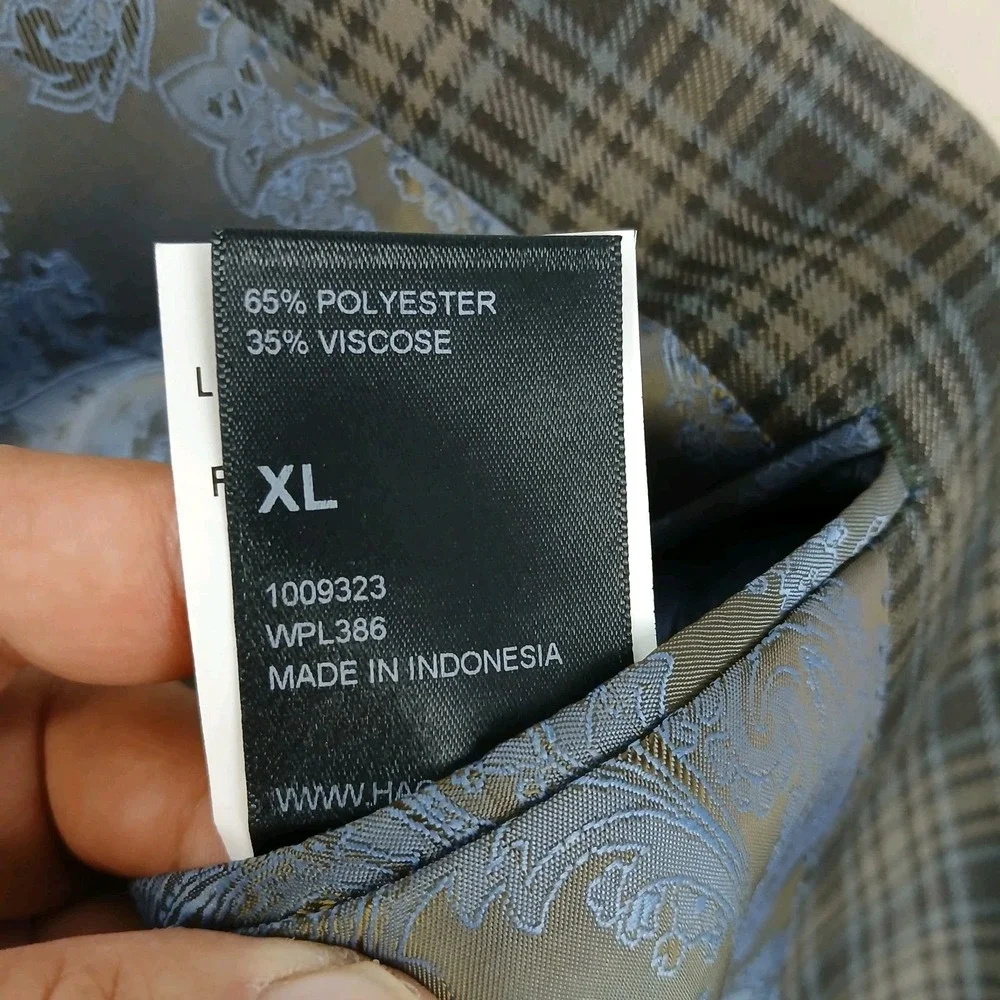 Haggar‎ XL Mens Blazer Jacket Brown Plaid 46R Modern
